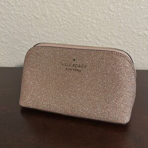 Kate Spade Rose Gold Glitter Small Cosmetic Bag